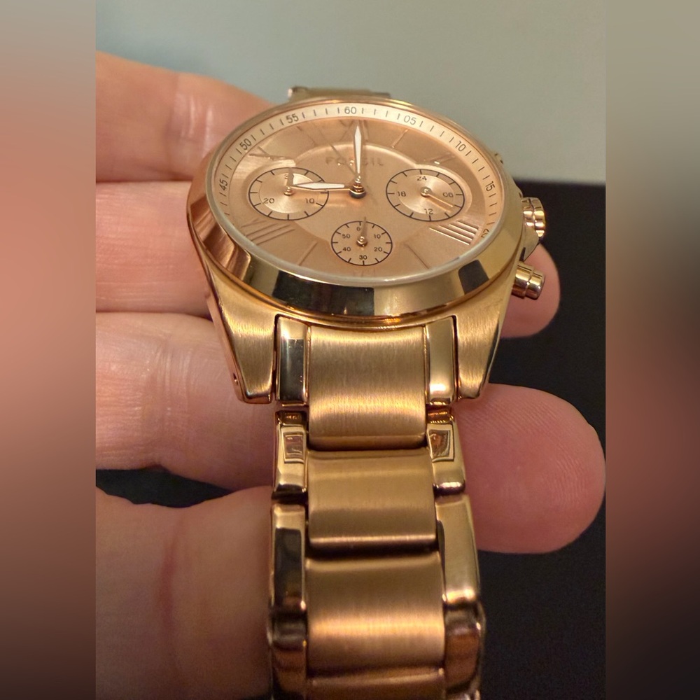 Fossil Modern Courier Chronograph Rose Gold Tone Stainless Steel Watch - Picture 7 of 9